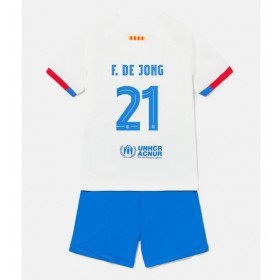 Dětský Fotbalový dres Barcelona Frenkie de Jong #21 2023-24 Venkovní Krátký Rukáv (+ trenýrky)